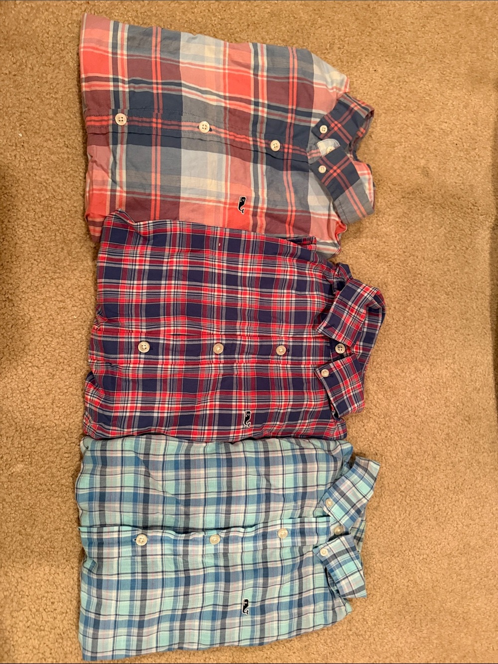Vineyard Vines Plaid Button-Down Shirts in Blue, Red and Coral
